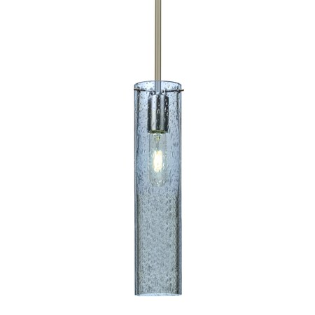 Besa Lighting Juni 16 Stem Pendant, Blue Bubble, Satin Nickel, 1x60W Incandescent 1TT-JUNI16BL-SN